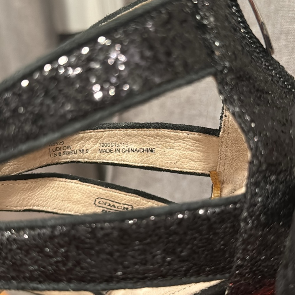 Coach Black glitter heels size 8.5 COACH New - Picture 6 of 9